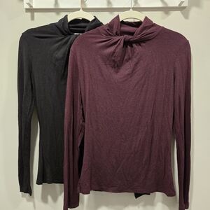 Ann Taylor Deep Burgundy Long Sleeve Top